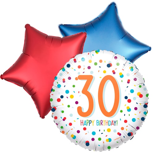 Ballonboeket 30ste verjaardag confetti