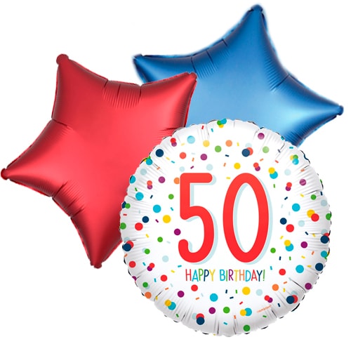 Ballonboeket confetti 50ste verjaardag