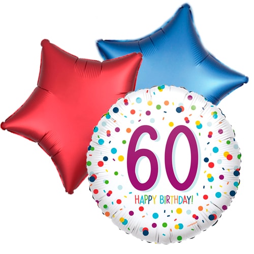Ballonboeket 60ste verjaardag confetti