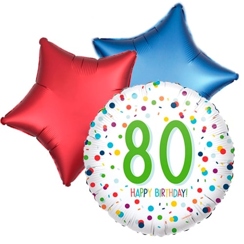 Ballonboeket 80ste verjaardag confetti