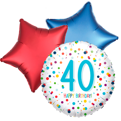 Ballonboeket 40ste verjaardag confetti