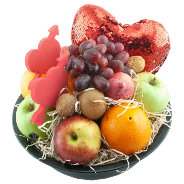 Mother's Day fruit basket with heart pillow