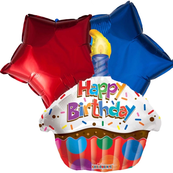 Ballonboeket Happy birthday cupcake